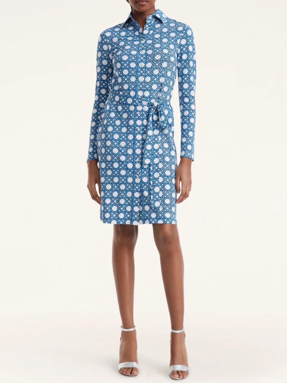 Brooks Brothers Blue and White Geometric Long Sleeves Shirt Dress XL - Picture 3 of 16